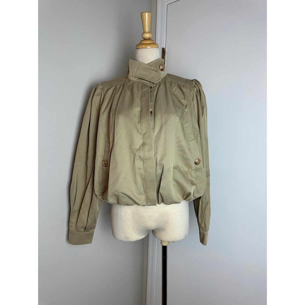 ASTR Estero Gathered Sleeve Bomber Jacket Women Small Beige NWOT - Picture 7 of 11
